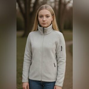 Patagonia Better Sweater Gray Zip-Up Ribbed Jacket Pockets Size M